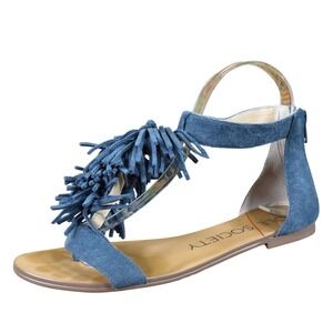 Sole Society Koa Women Gladiator Fringe Flat Sandals Size 6 Casual Summer Blue